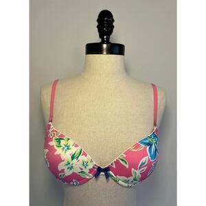 AERIE Underwire Pushup Pink Floral Paige Bra Lined Padded Stretch Womens 34B
